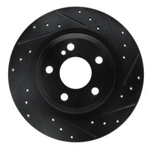 Mercedes-Benz SLC300 Brake Rotor (1) - Rear Right - R1 Concepts - Drilled & Slotted - Black - `12-`20
